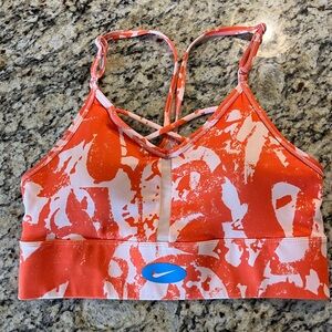 Nike Orange and White Bikini Top with Adjustable Straps